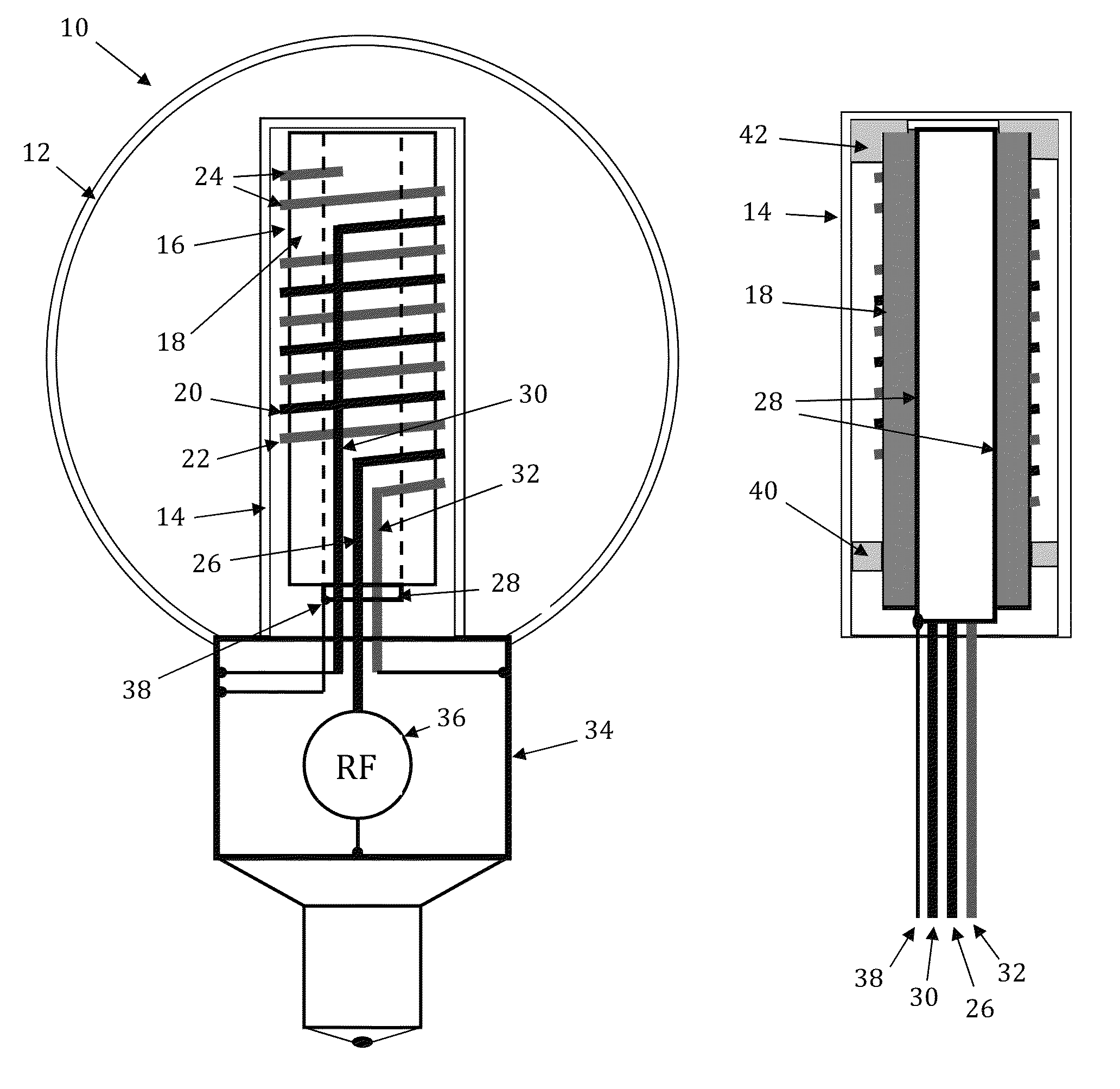 RF induction lamp with reduced electromagnetic interference