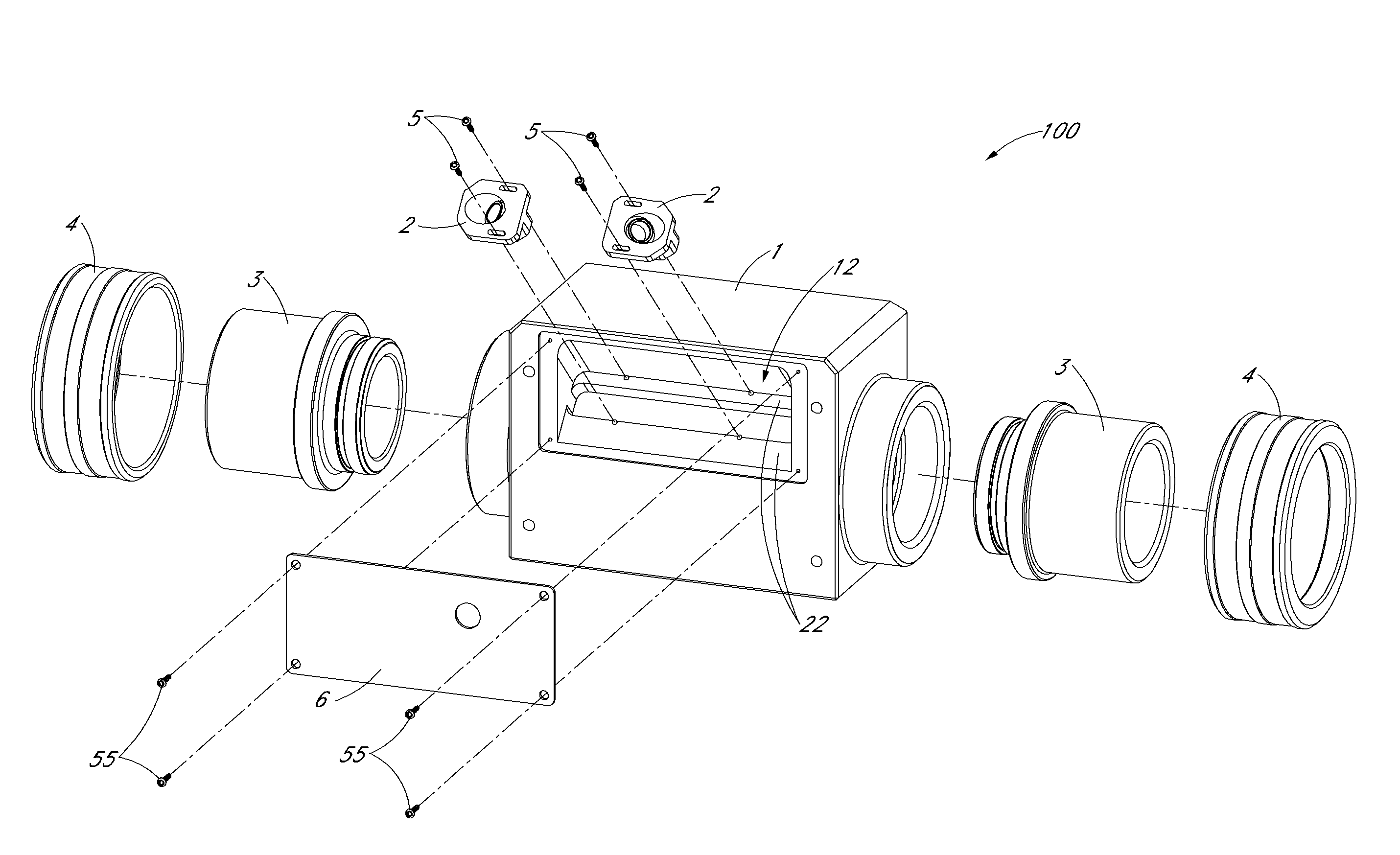 Inline ultrasonic transducer assembly device and methods