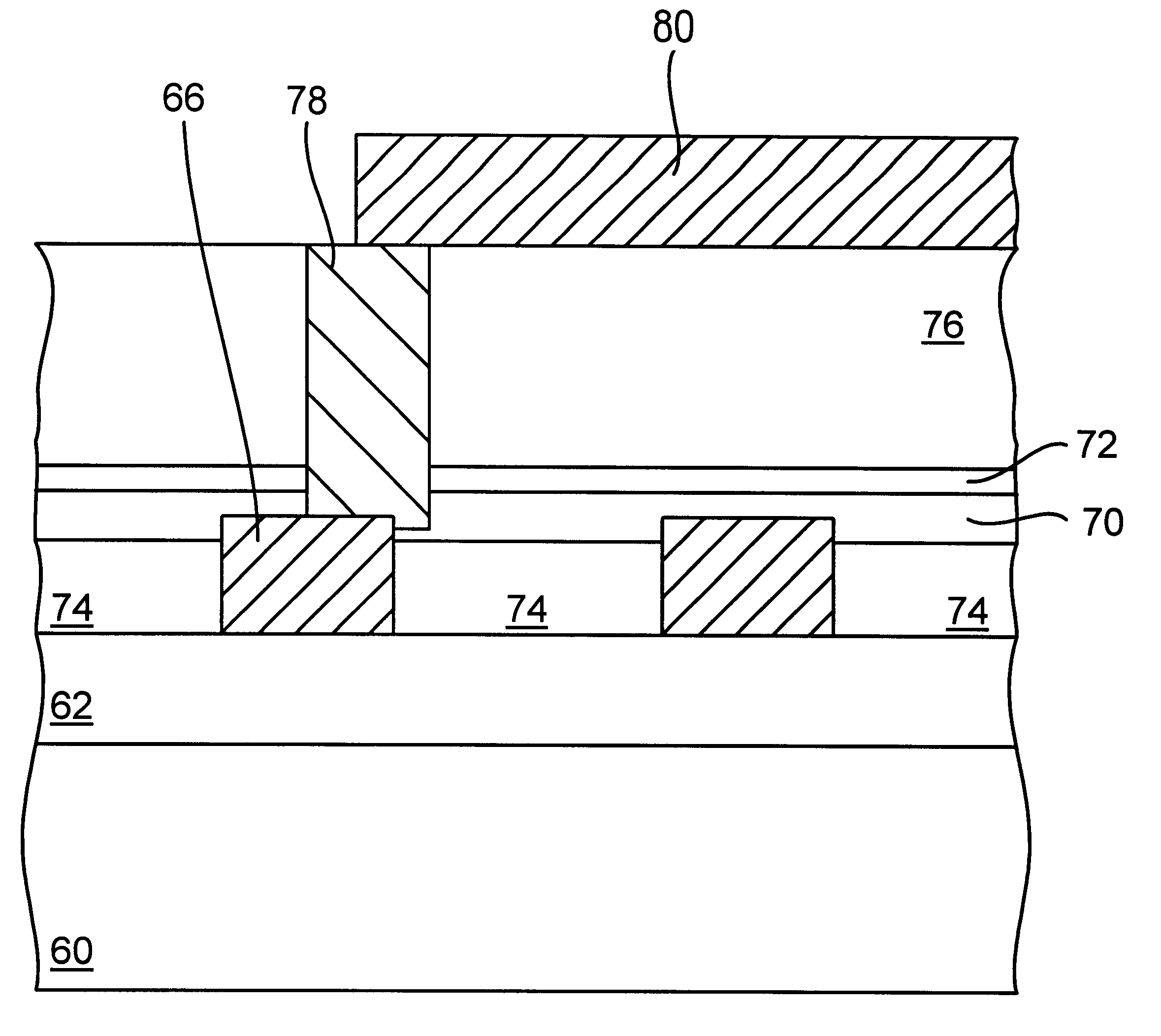 Interconnect structure with gas dielectric compatible with unlanded vias