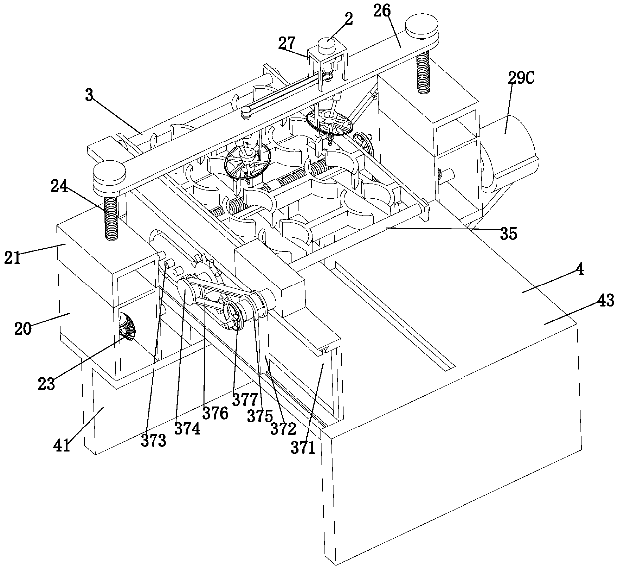 Quick sand shakeout processing equipment and quick sand shakeout processing process for cavity surface of casting piece