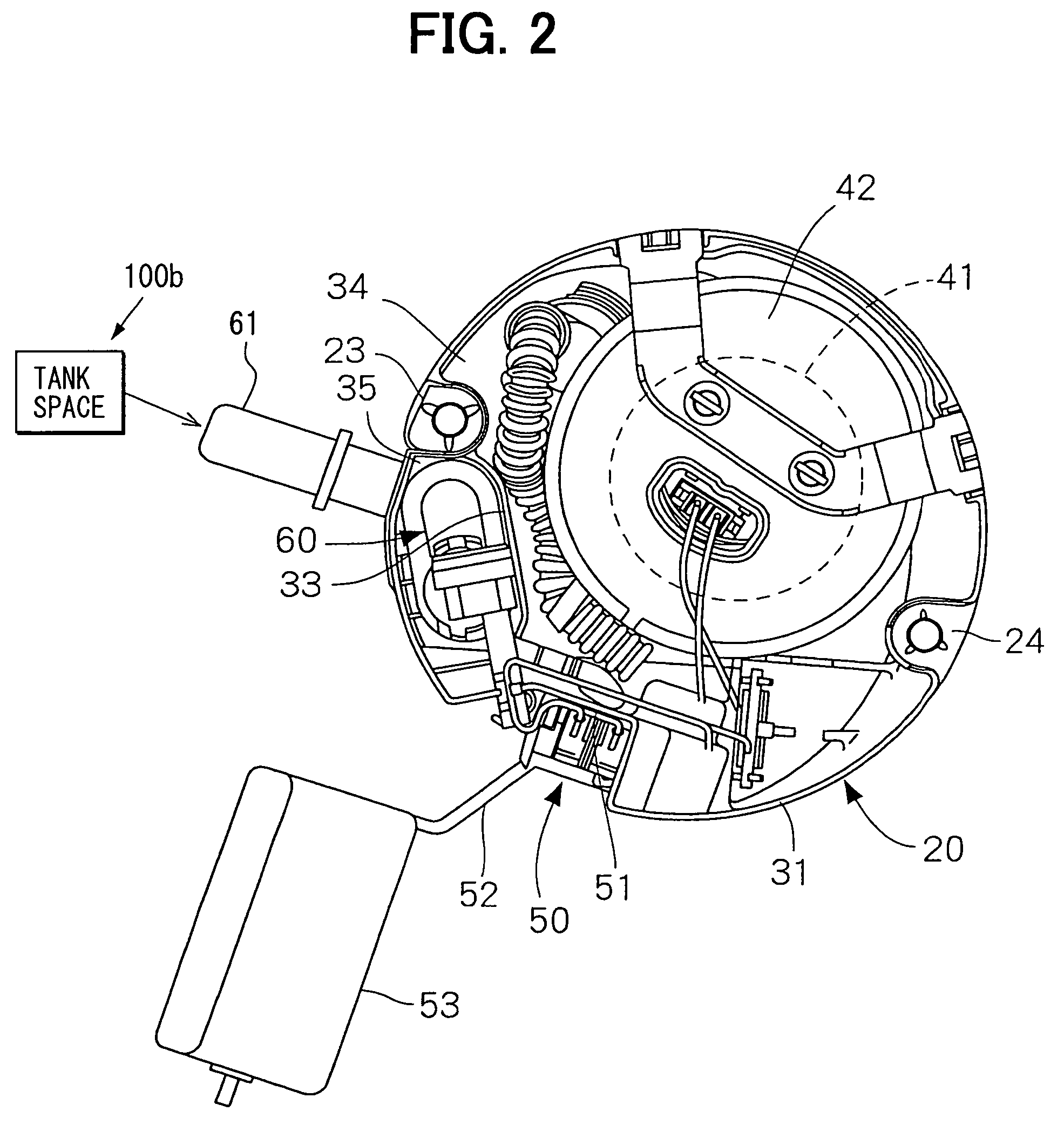 Fuel feed apparatus having opening in sub-tank