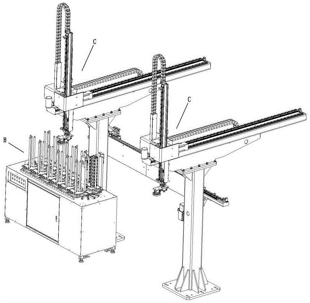 Automatic feeding and taking equipment with u-turning device