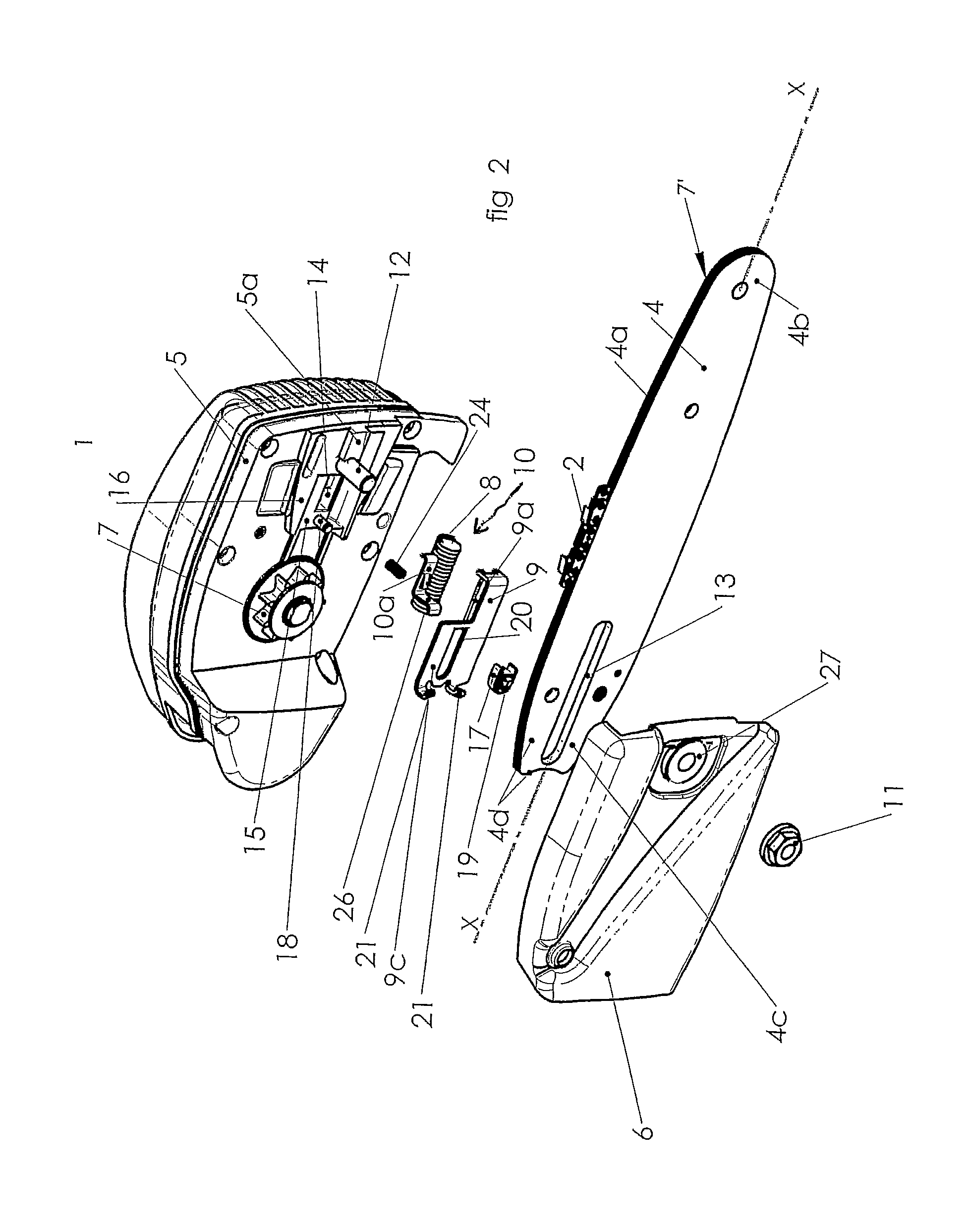 Chain saw with tension adjustment