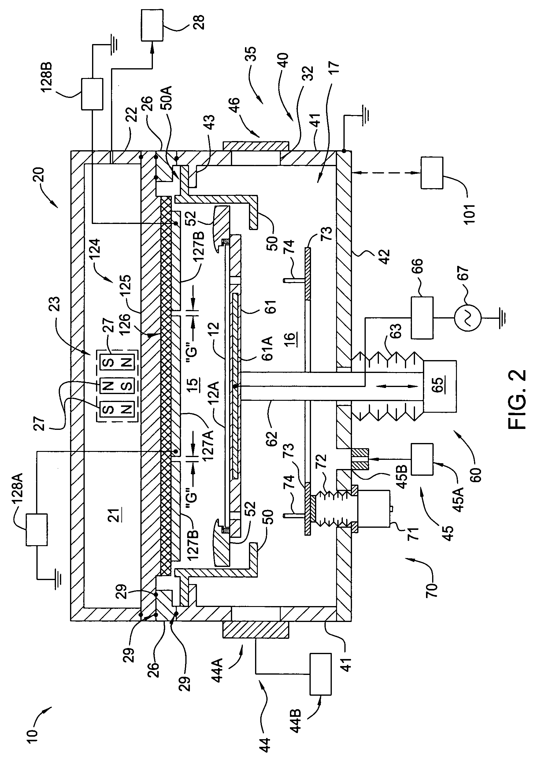 Large-area magnetron sputtering chamber with individually controlled sputtering zones