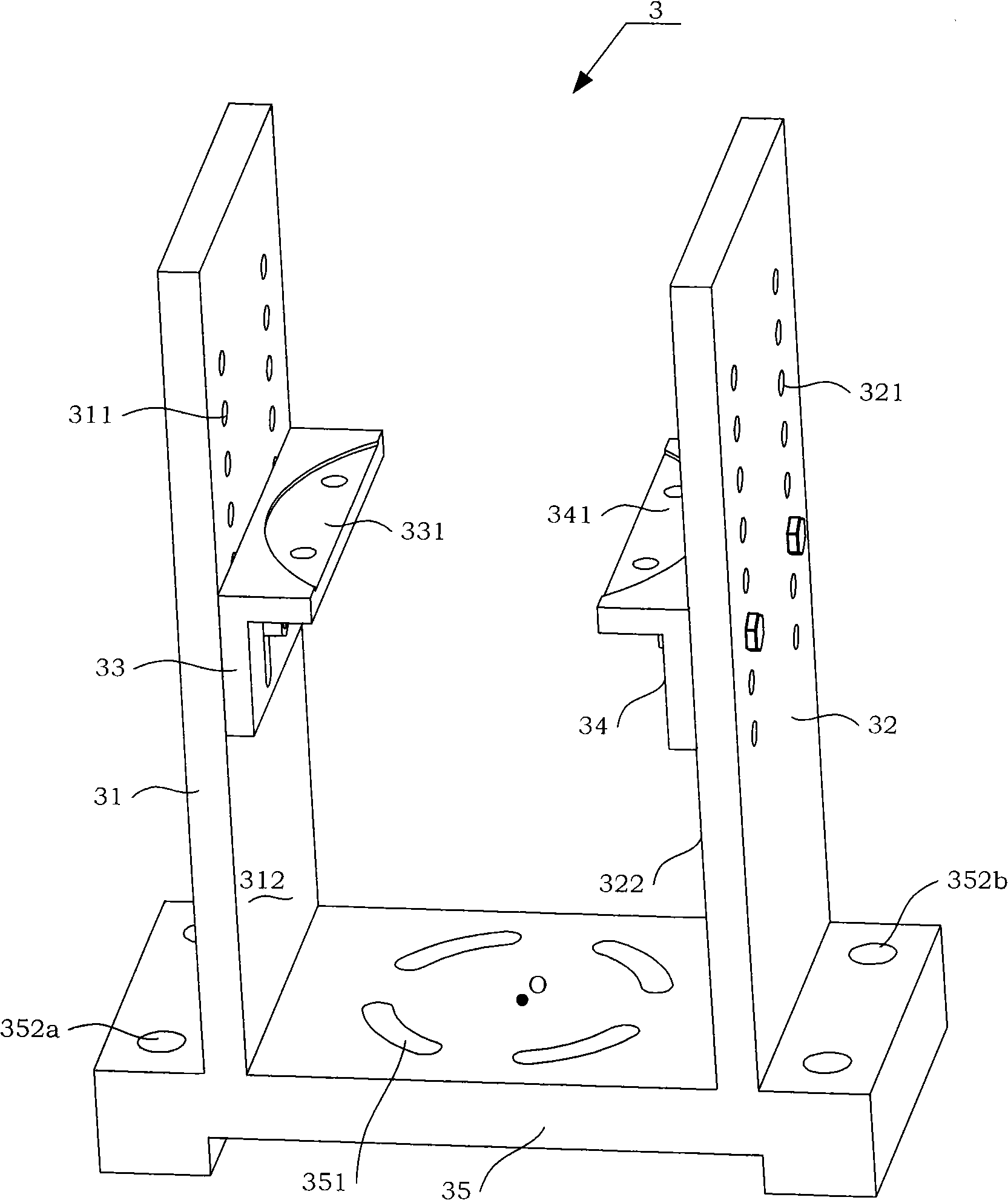 Vibration damping test device possessing dry damping structure vane