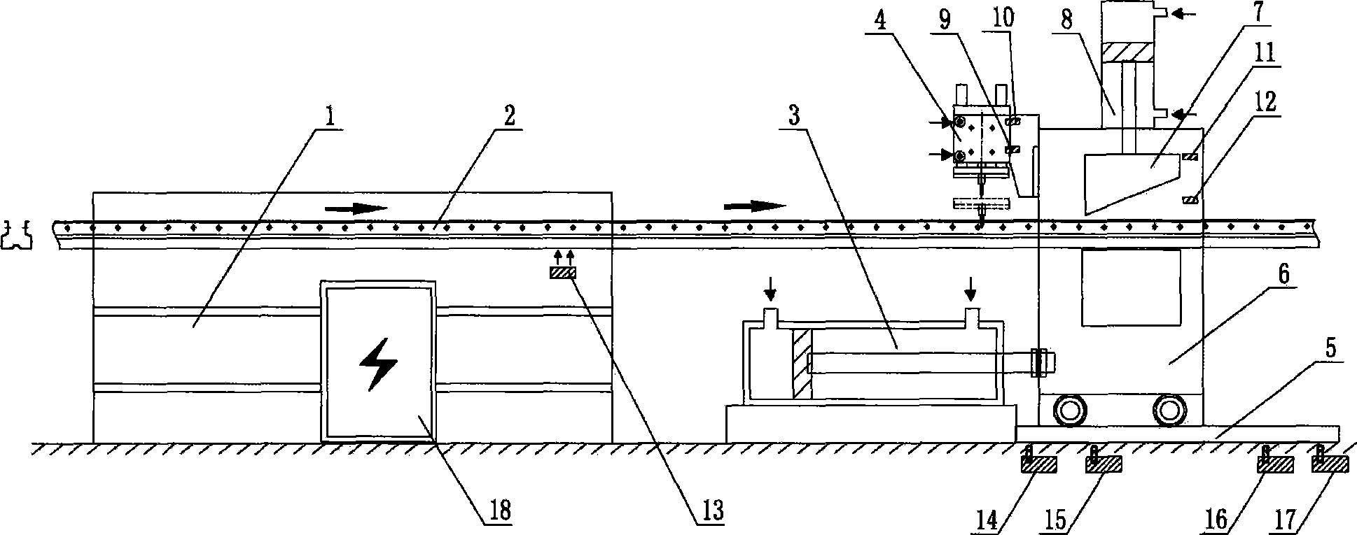 Fixed-hole fixed-length continuous shearing method of basic bore system section steel