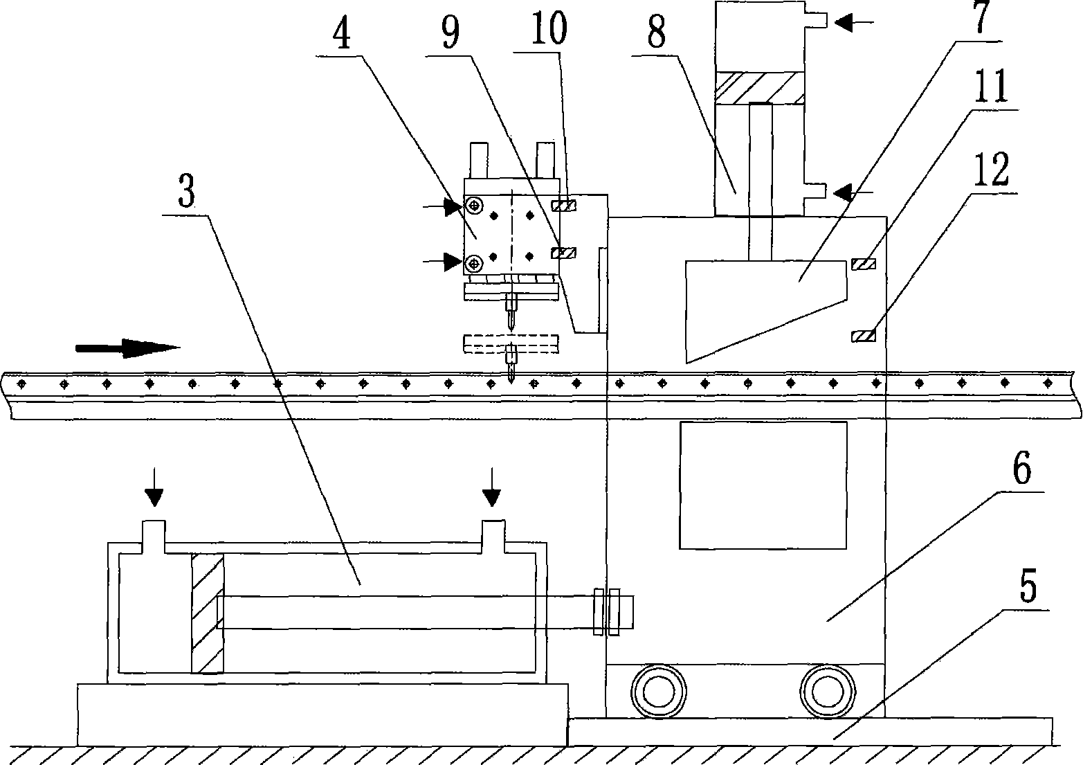 Fixed-hole fixed-length continuous shearing method of basic bore system section steel