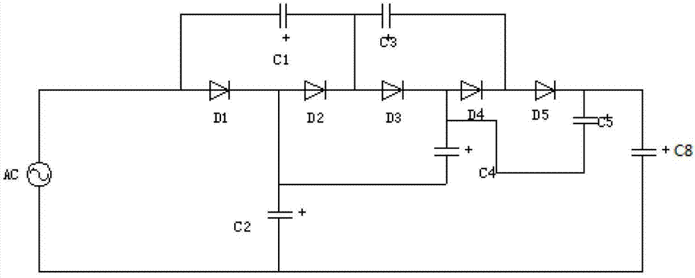 Energy collecting and voltage stabilizing power supply circuit based on taking electricity by using high-voltage power wires