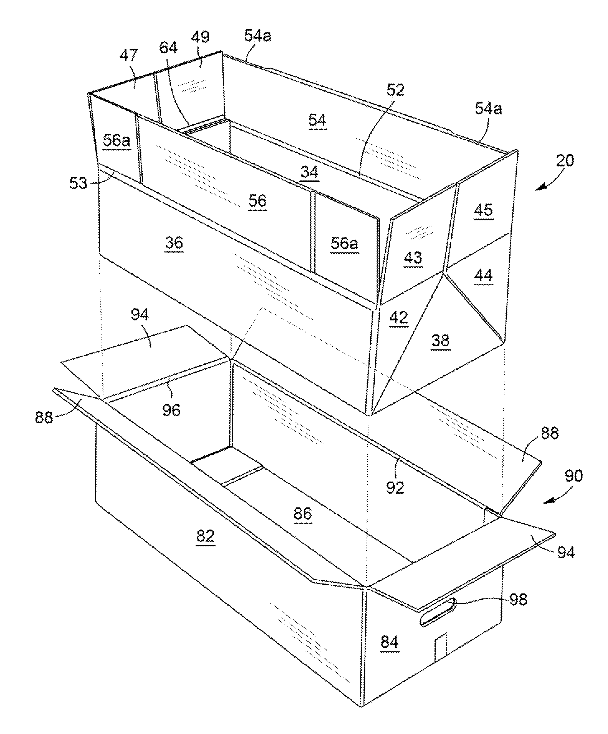 Thermal container, thermal liner for same and dies for making the thermal liner