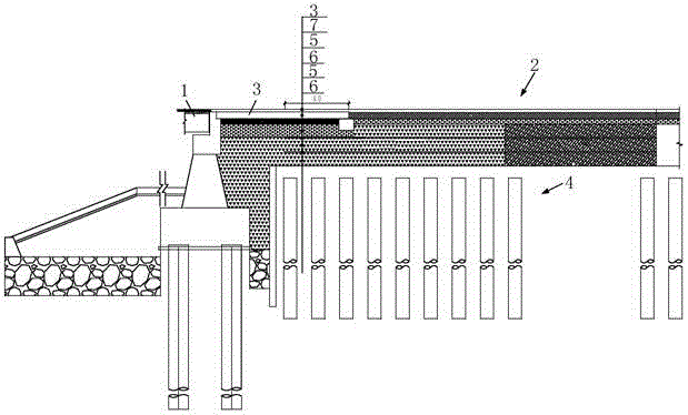 Bridge-head bumping processing method for relatively deep mud soft soil foundation behind abutment