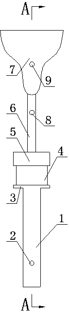 Jacking support device used at tail end of scaffold and pressure monitoring method