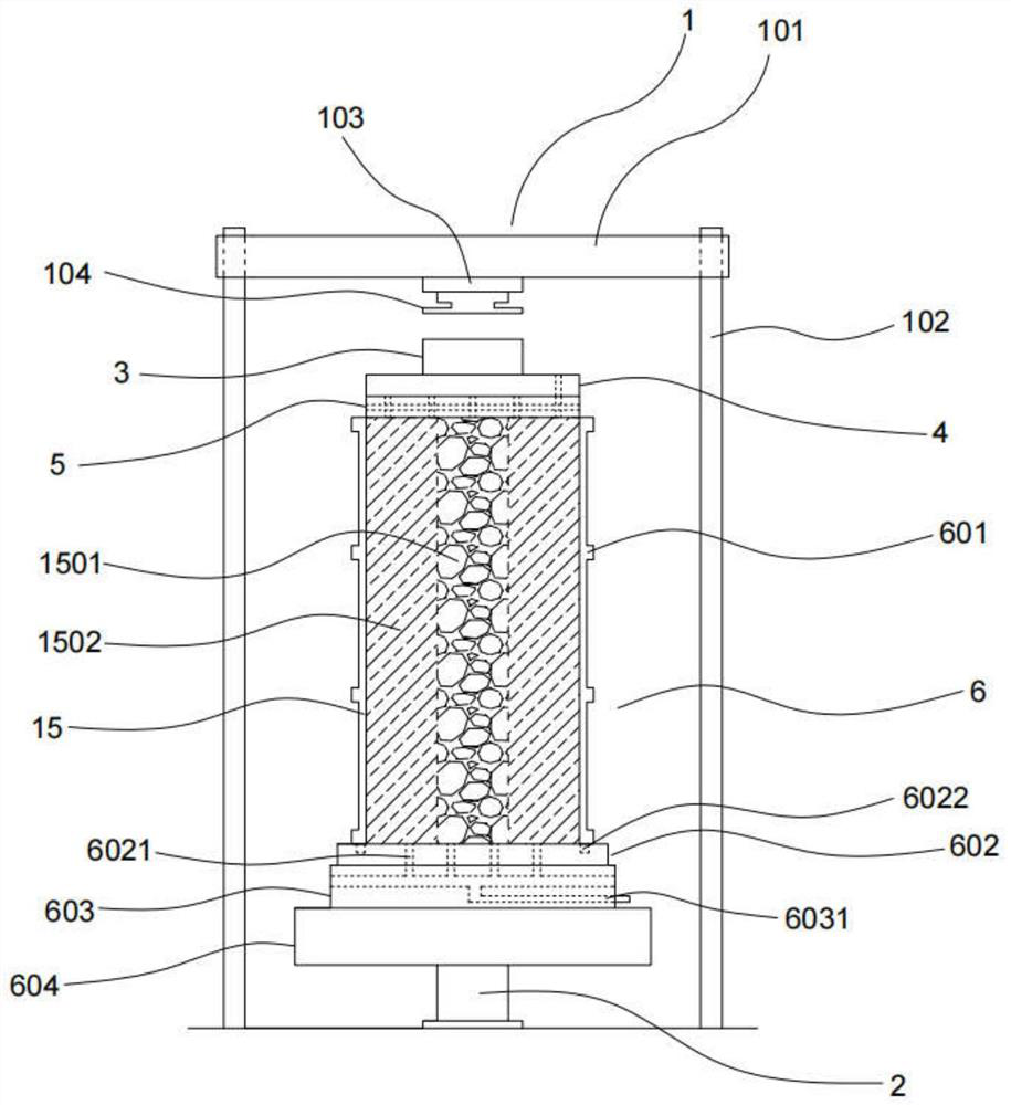 Preparation device and preparation method of crushed stone core composite sample for large triaxial test