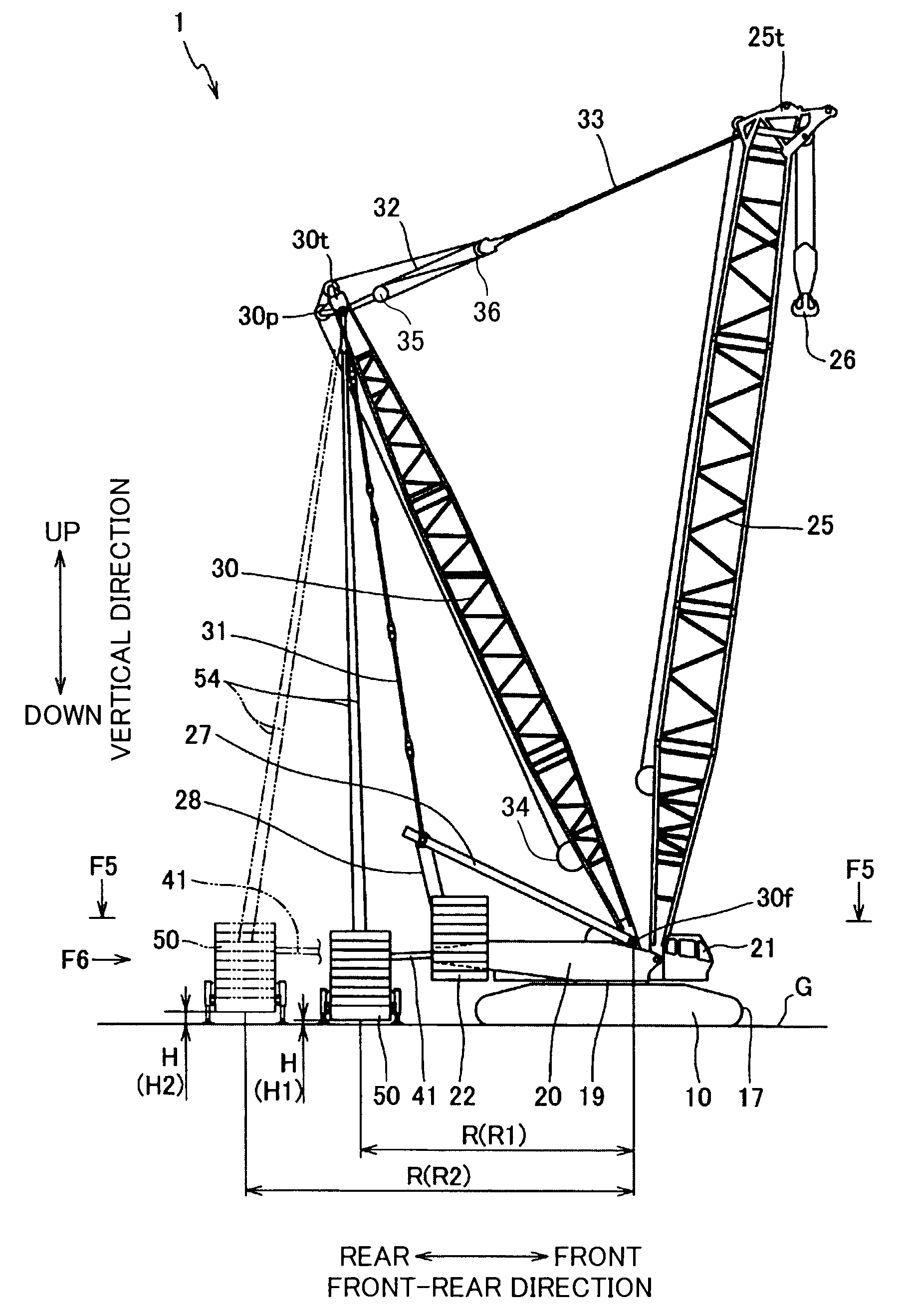 Mobile crane having counterweight