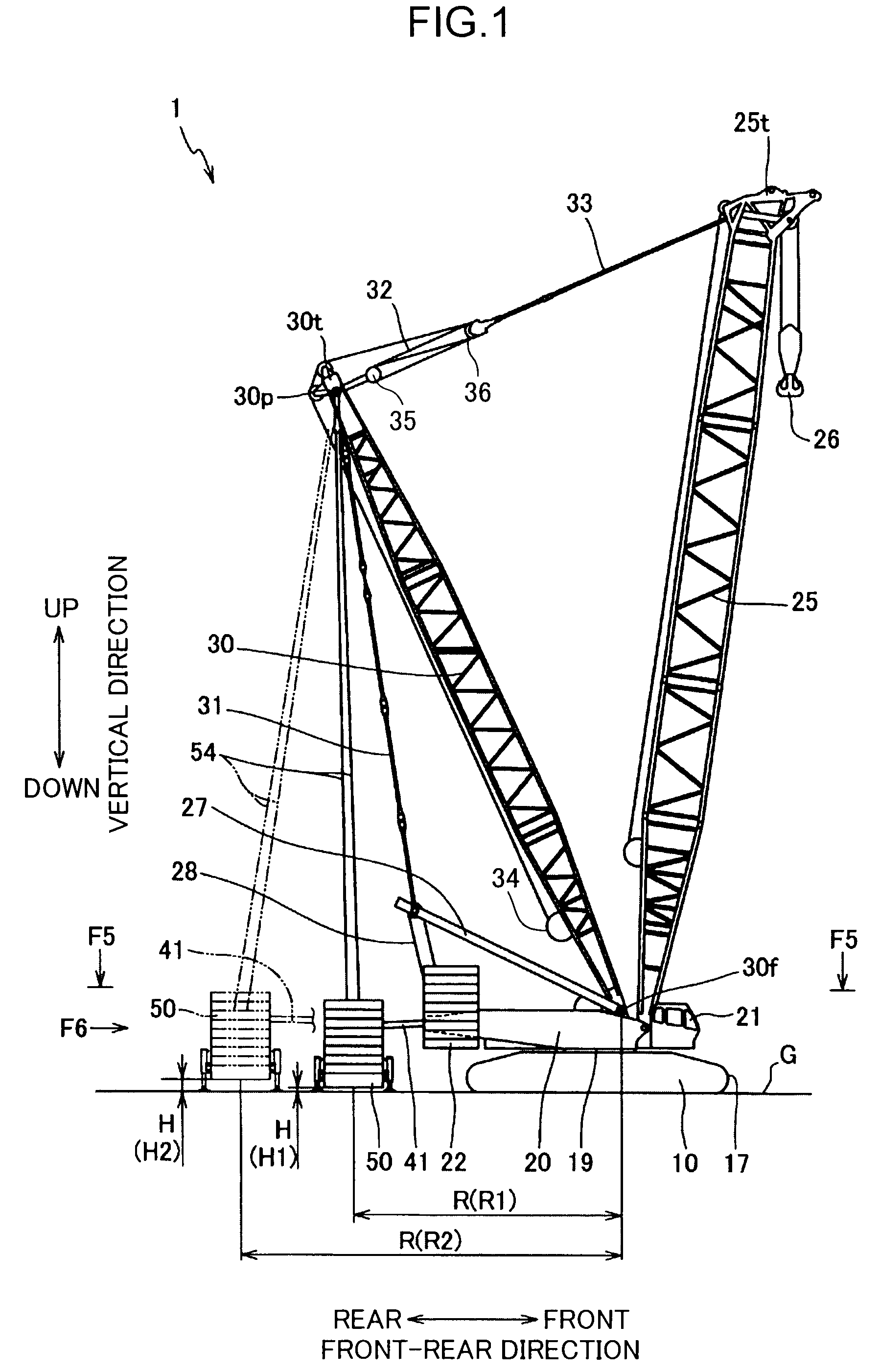 Mobile crane having counterweight