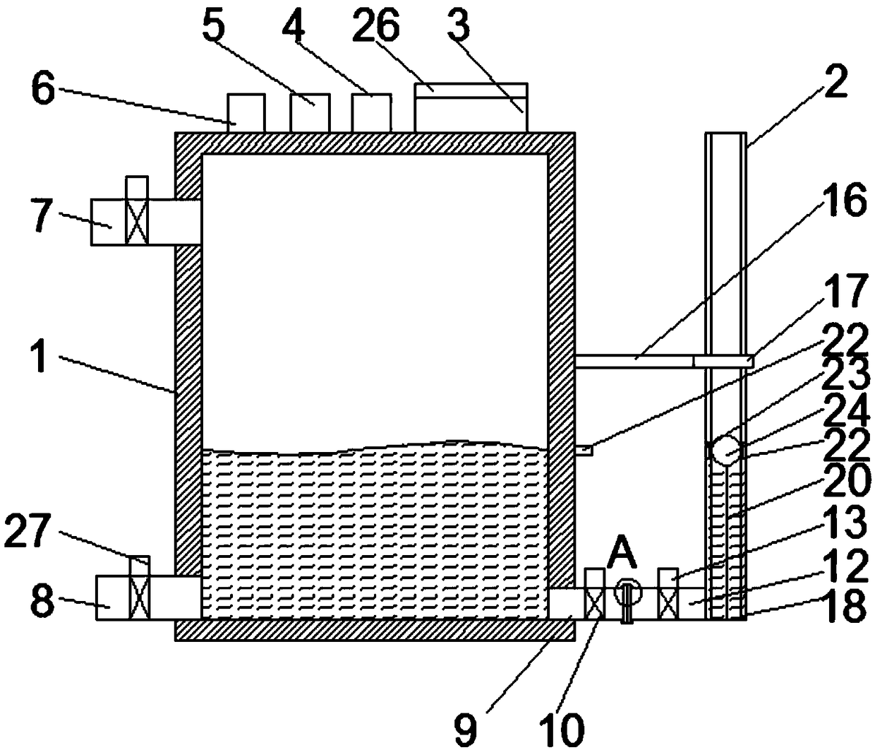 Liquid level detection warning and handling device