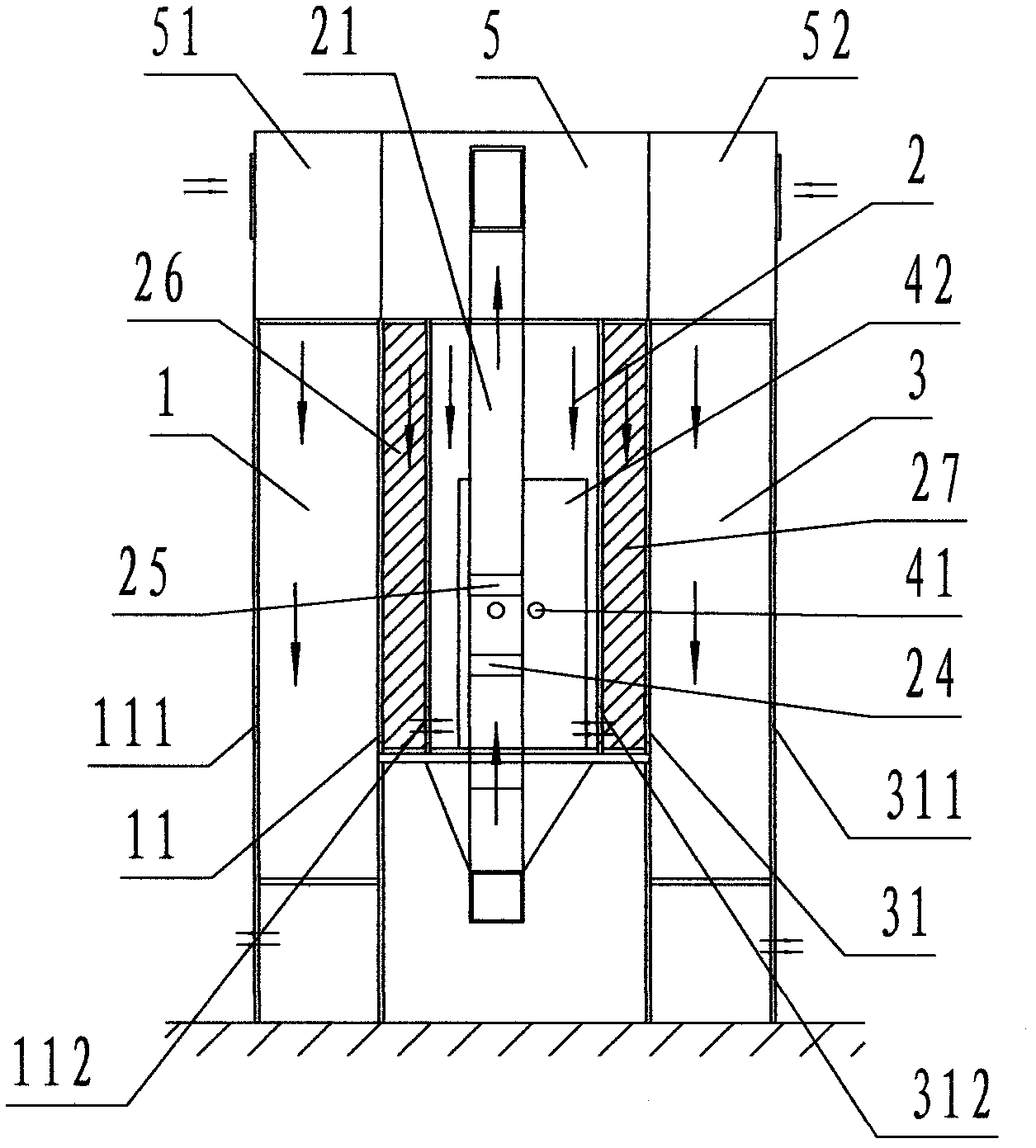 Dust removing device with air curtain separation and self-circulation purification