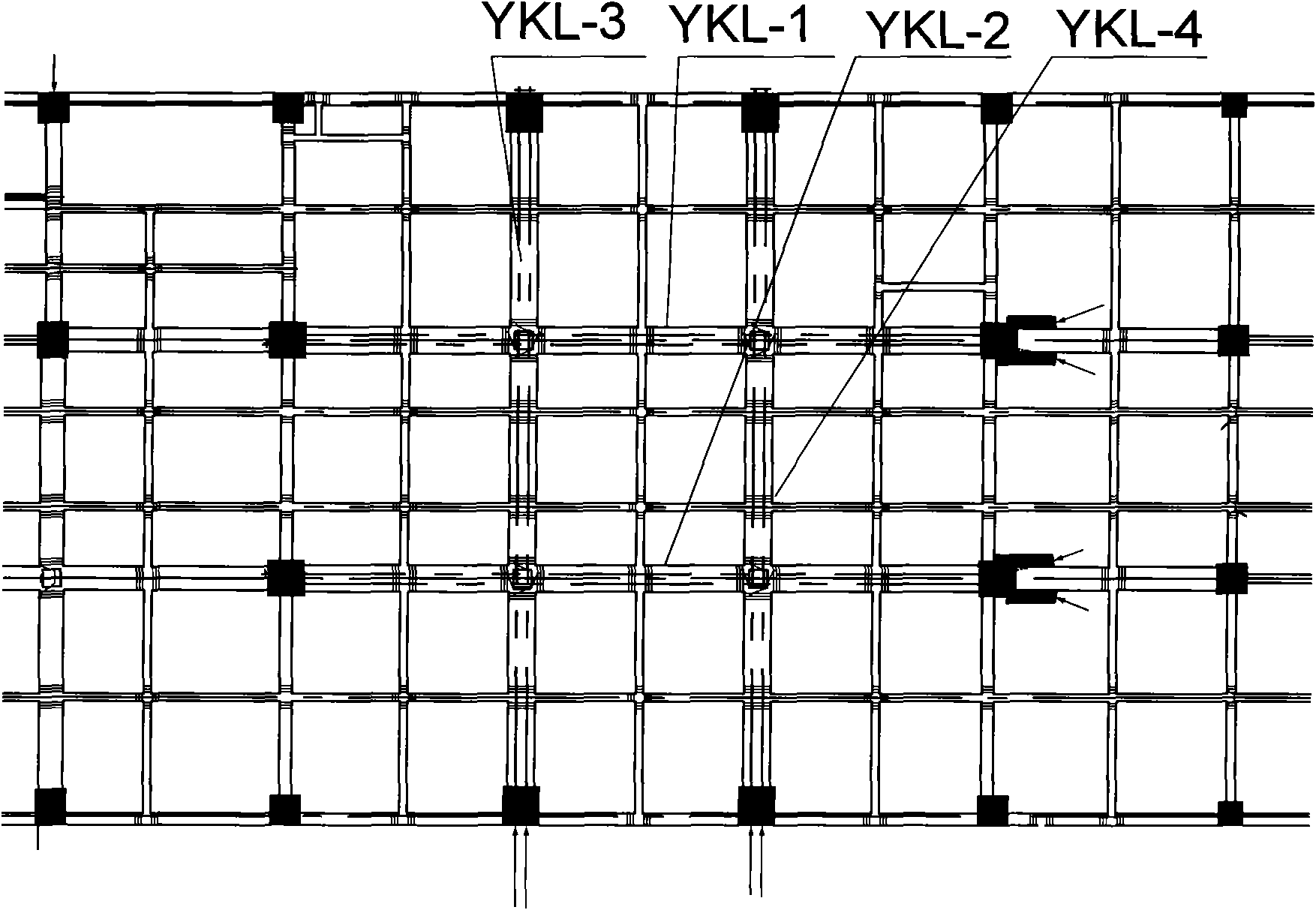 Construction method of large-span post-tensioned prestressed longitudinal and transverse frame beams