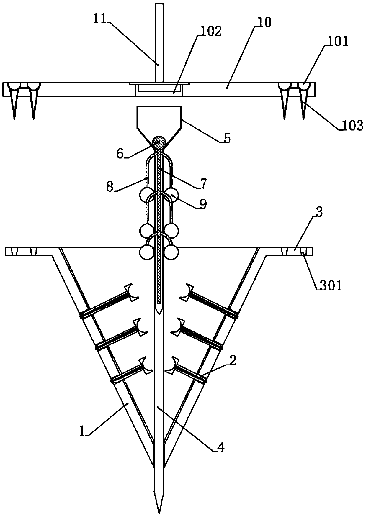 Water and soil loss prevention soil fixation device with guide conveying function