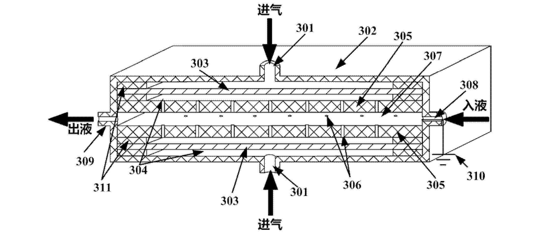 Atmospheric pressure liquid membrane type bubble discharge plasma reaction device