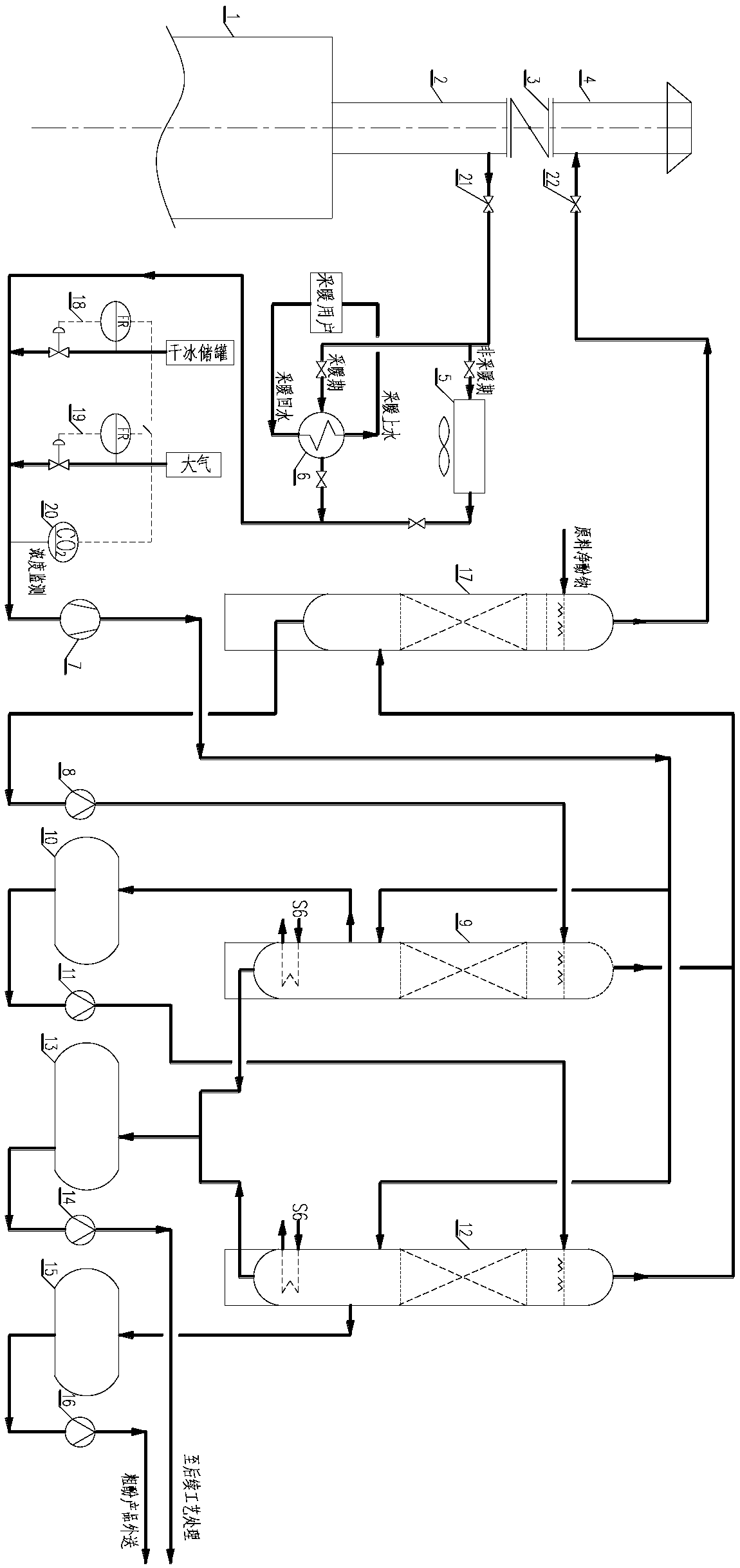 Process system for producing crude phenol by decomposing net sodium phenolate by using heating furnace flue gas