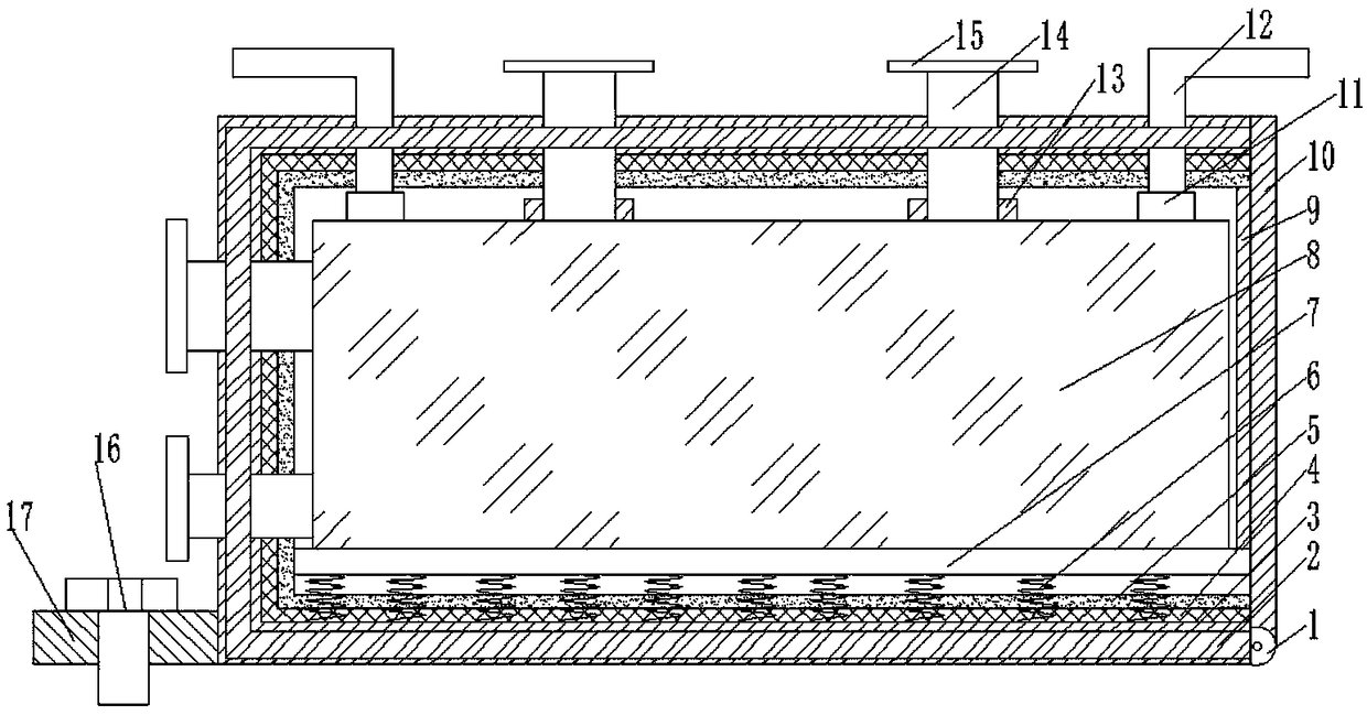 A battery protection device for a new energy vehicle, which has good safety performance