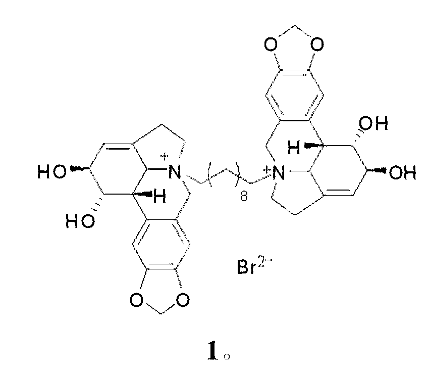 Compound 1,10-N-decylene lycorine dibromo salt, pharmaceutical composition and application thereof in medicine