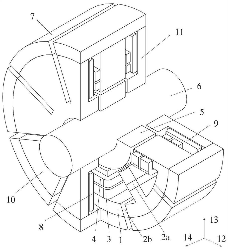 Three-degree-of-freedom hybrid bias magnetic bearing