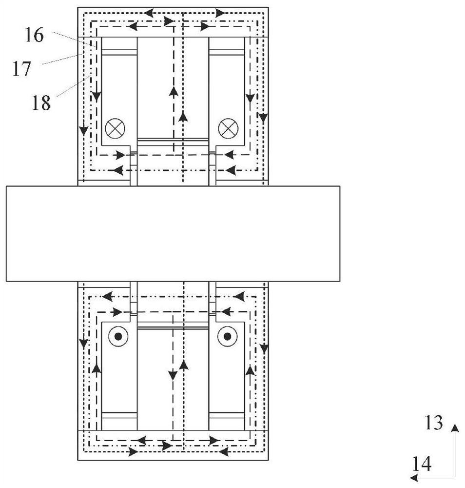 Three-degree-of-freedom hybrid bias magnetic bearing