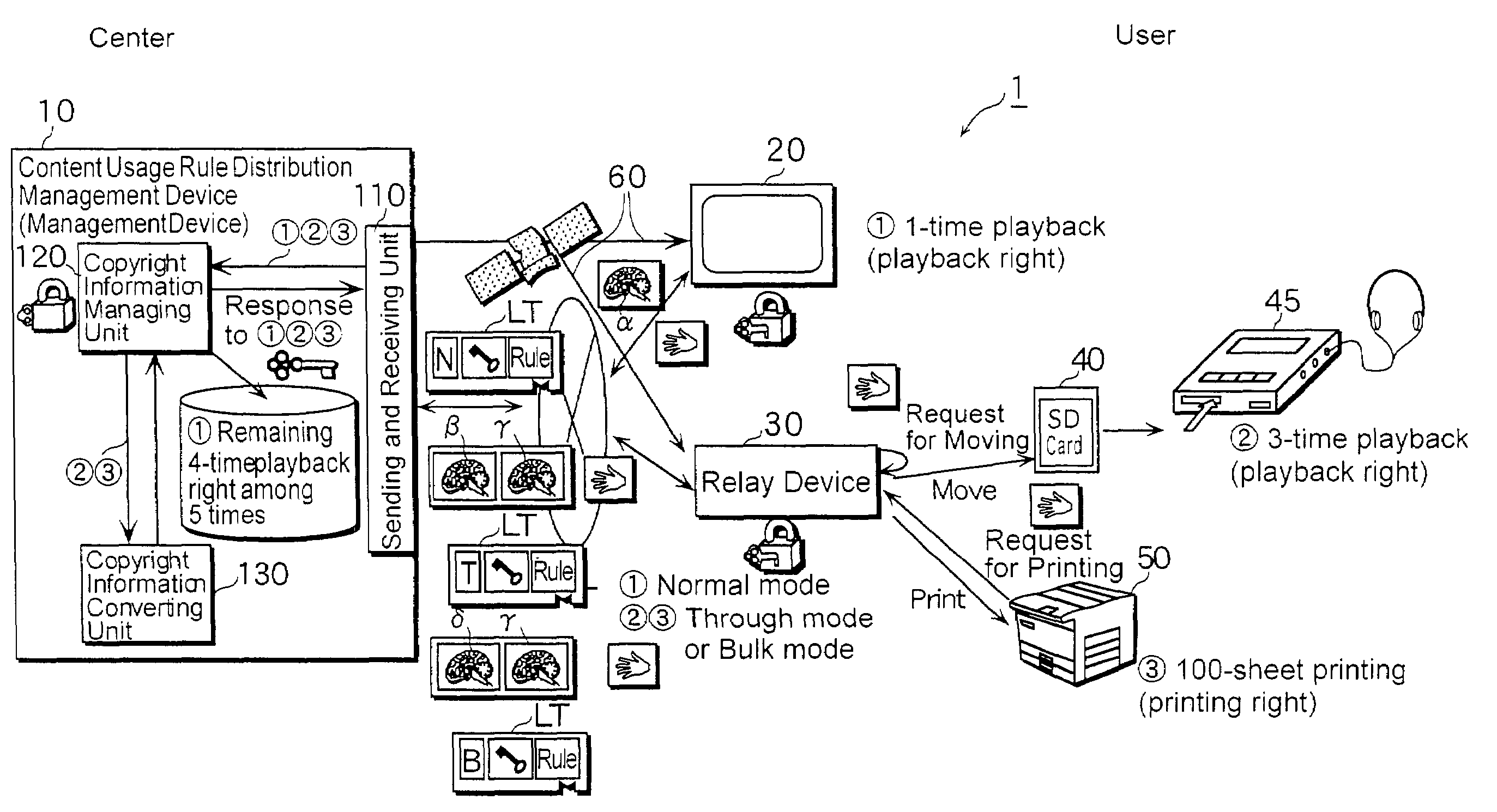 License management system, license management device, relay device and terminal device