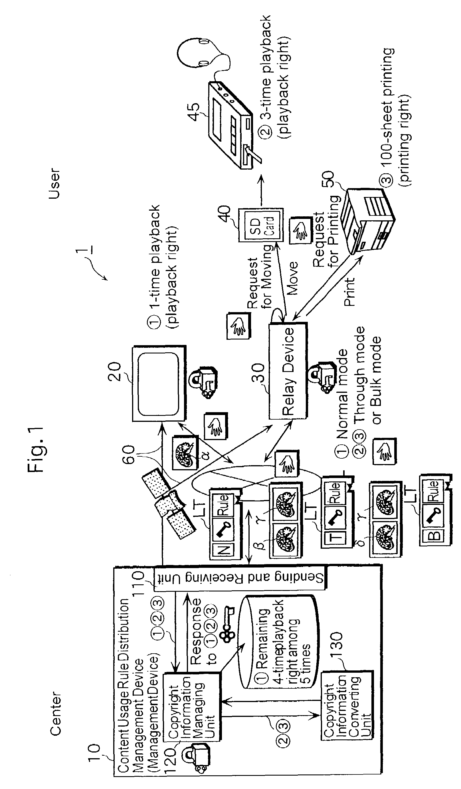 License management system, license management device, relay device and terminal device