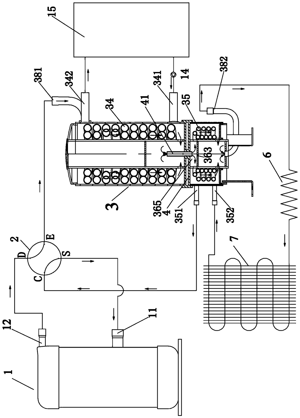 A heat pump unit using a secondary heat exchanger