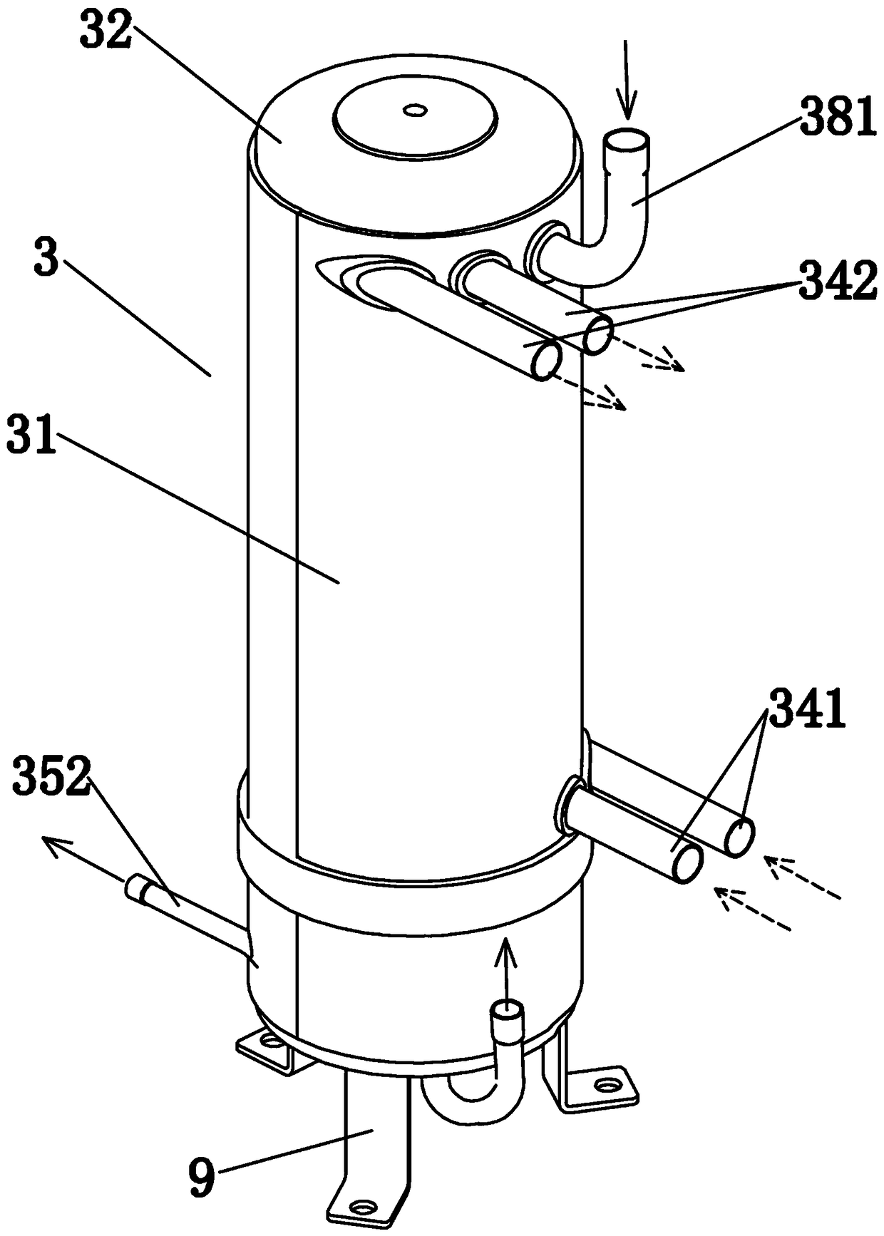 A heat pump unit using a secondary heat exchanger