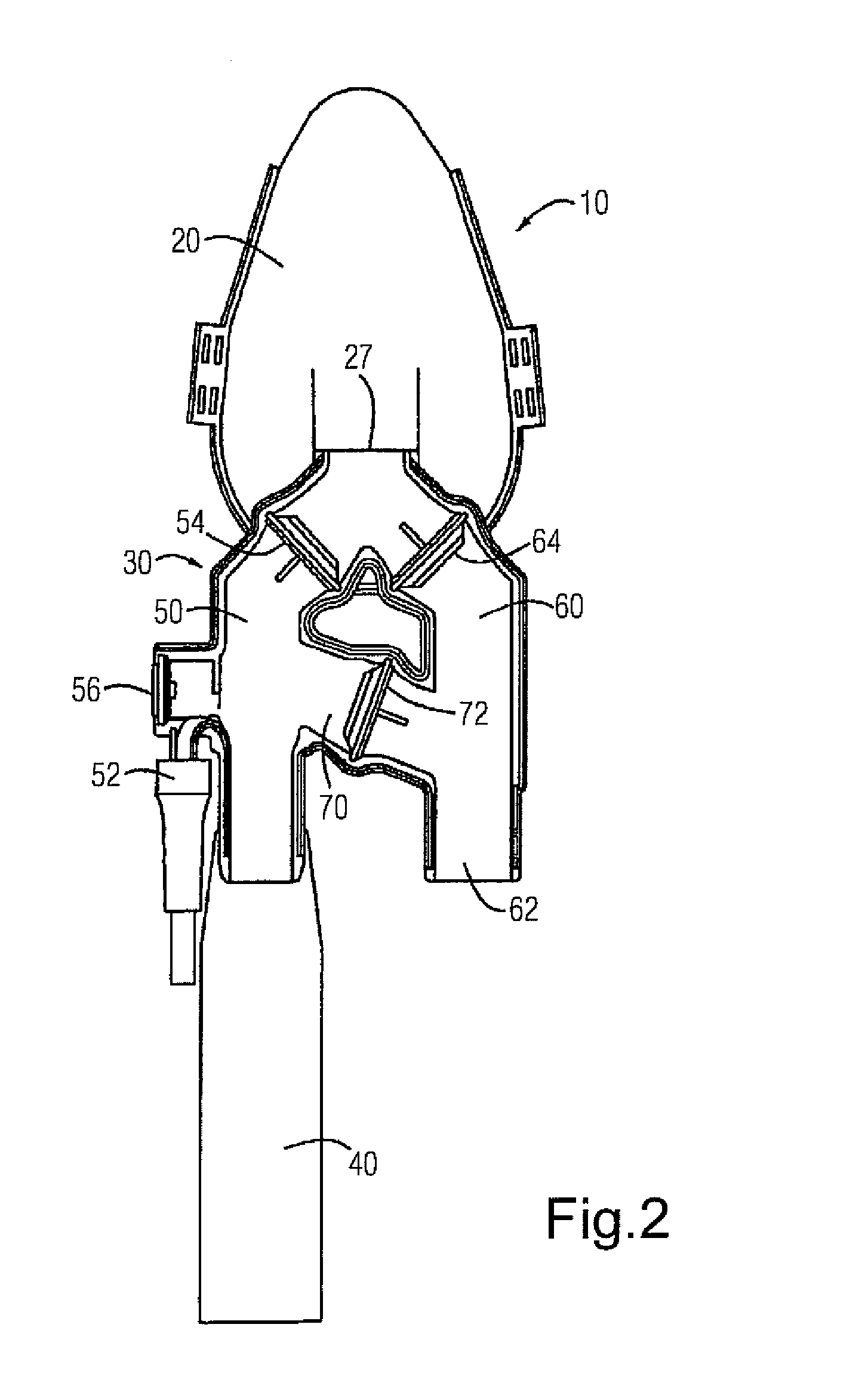 Gas reservoir bag, distributor housing, breathing mask, and respiration method