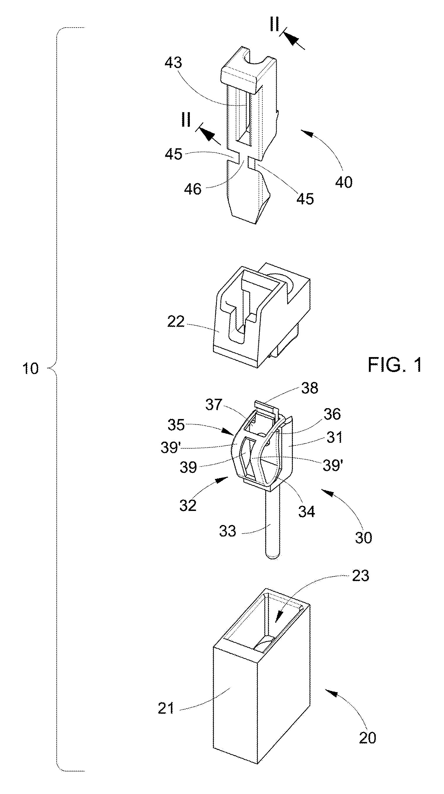 Electrical connecting device with spring connection element and compact actuator and multi-pole plug connector comprising a plurality of said spring contacts