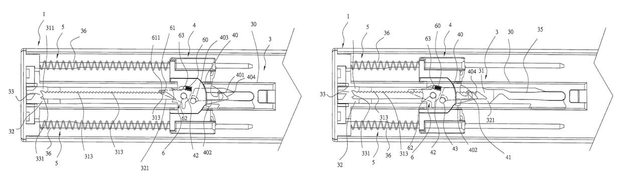 Side-locking sliding rail assembly having an auto-opening mechanism