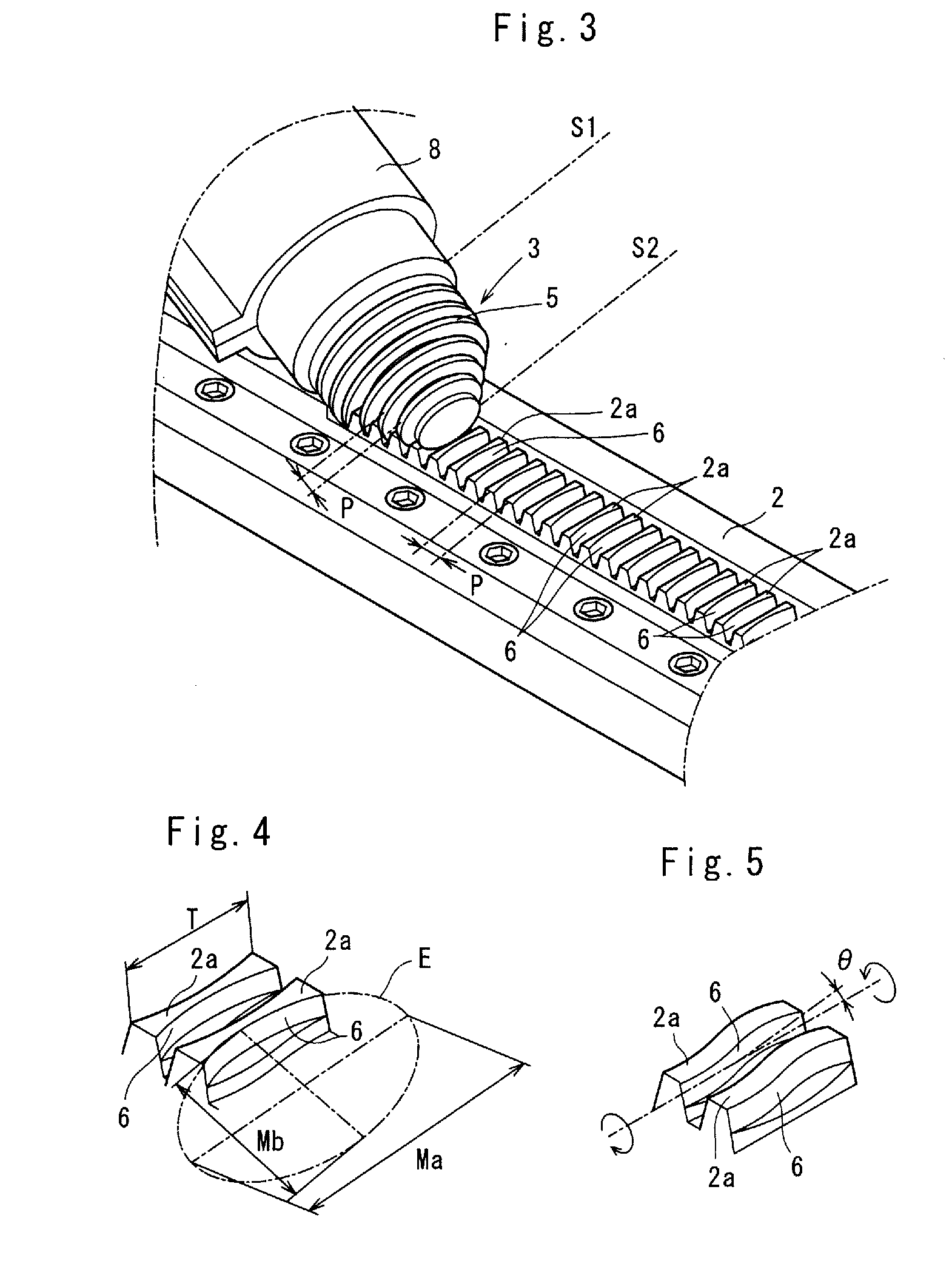 Worm-rack type transmission device