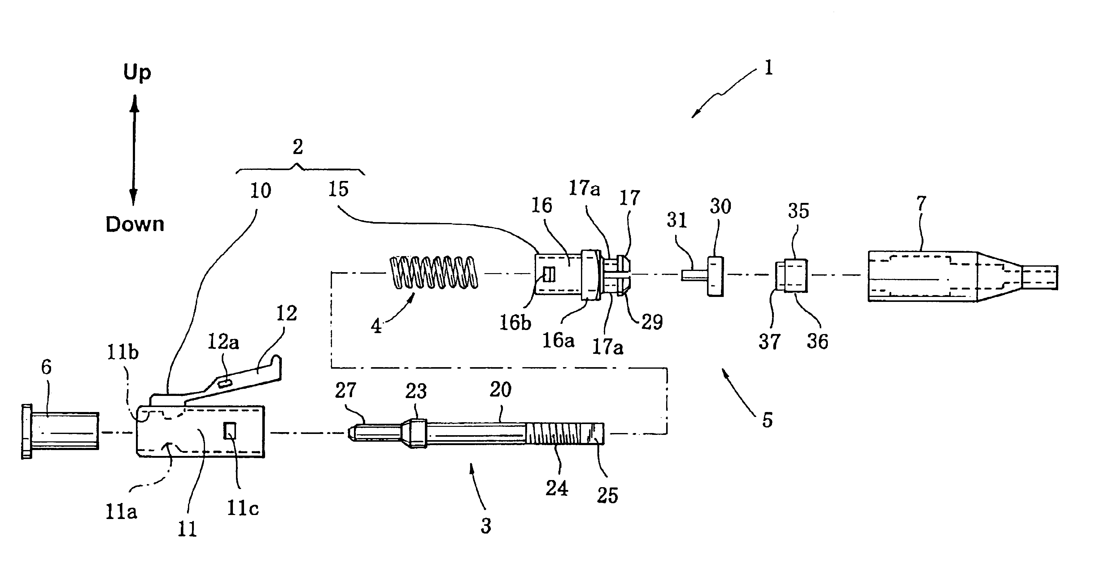 Optical fiber connector with a base end threaded ferrule