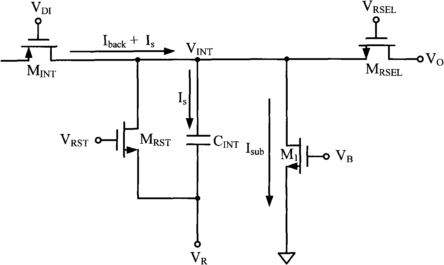 Stage background inhibiting infrared focal plane unit circuit