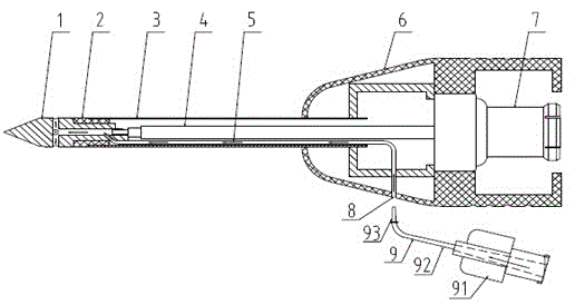 Microwave ablation antenna with internally-arranged pipelines