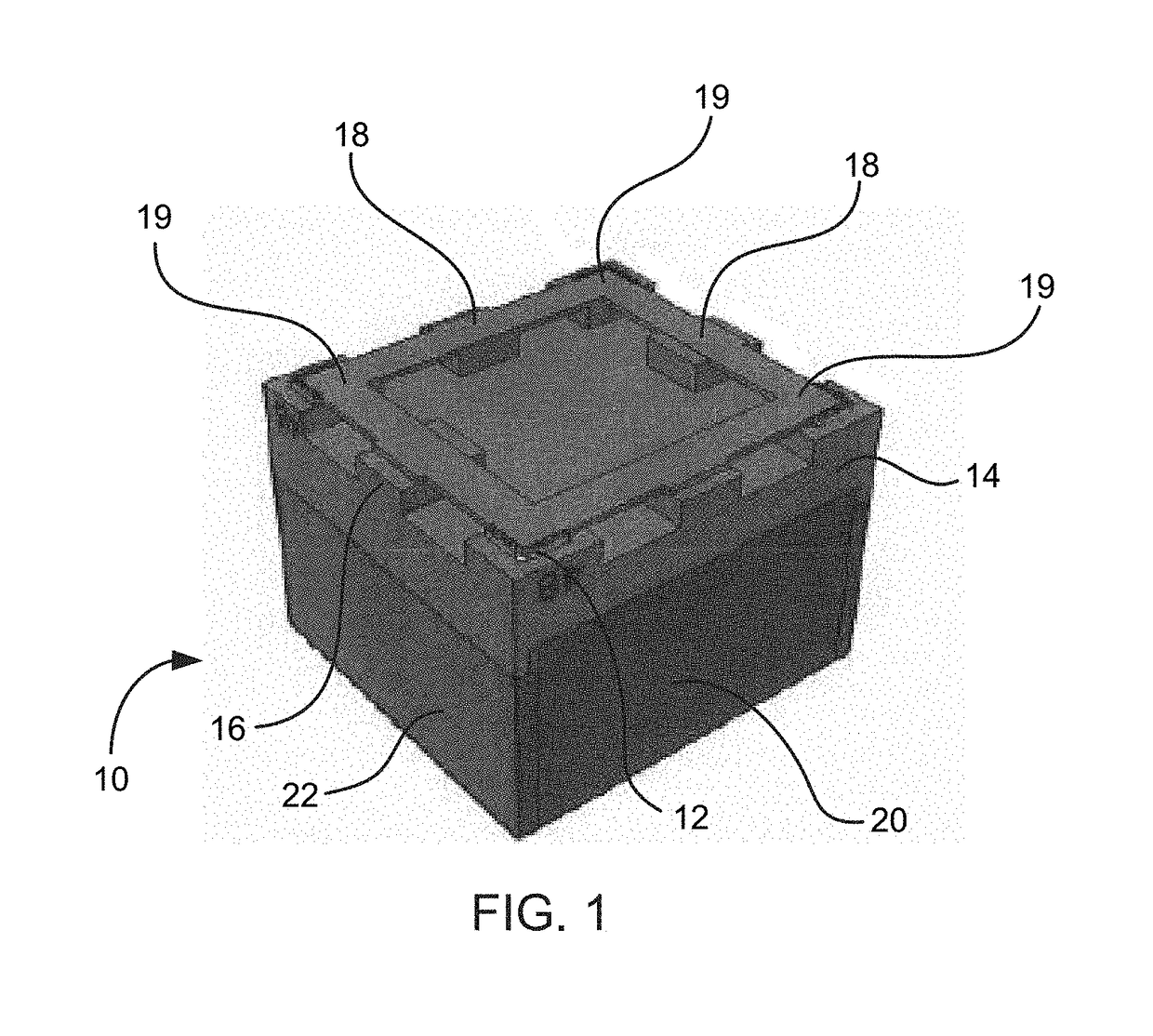 Bulk bin with integrated shock absorber