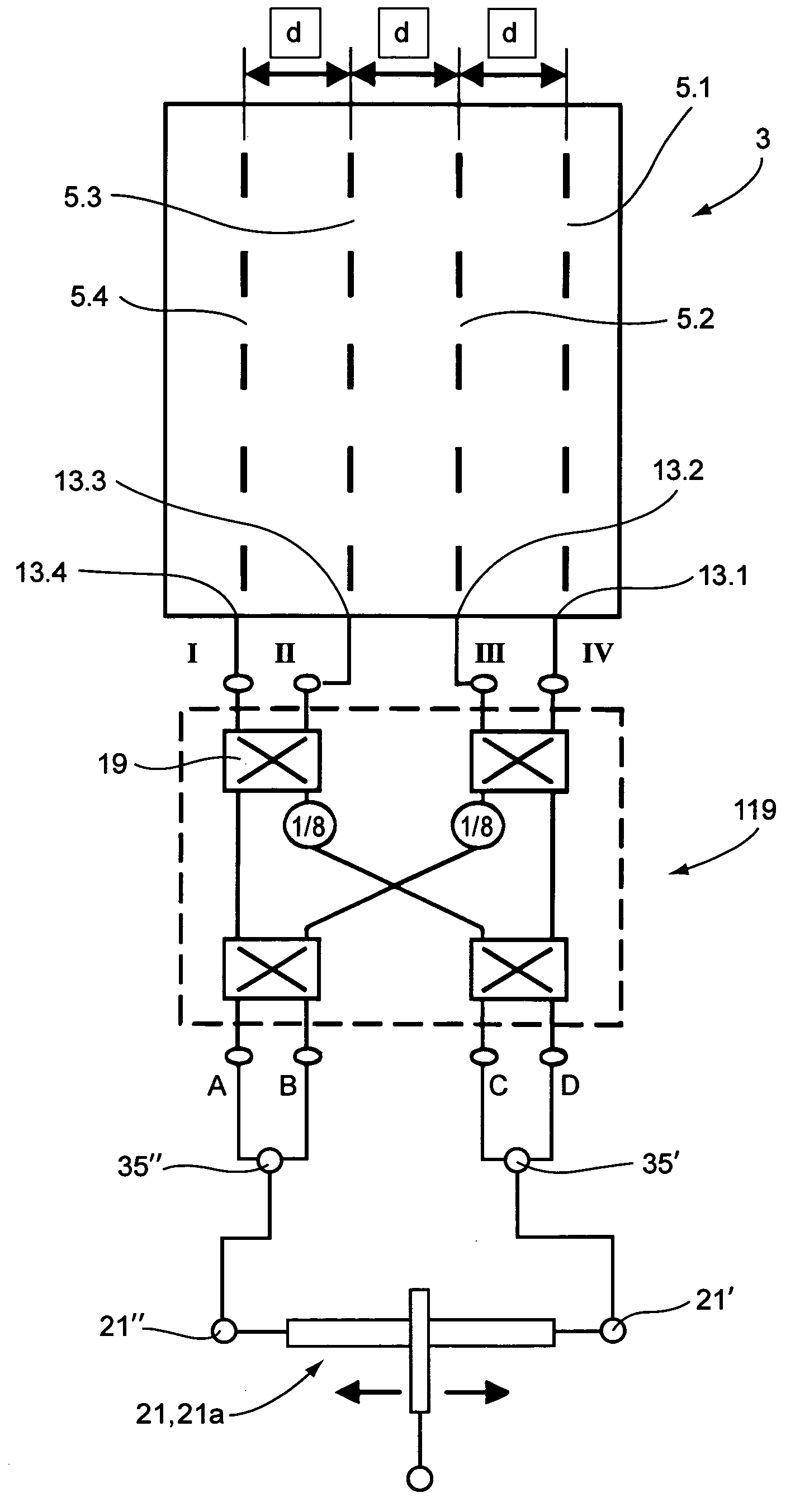 Antenna arrangement with adjustable radiation pattern and method of operation