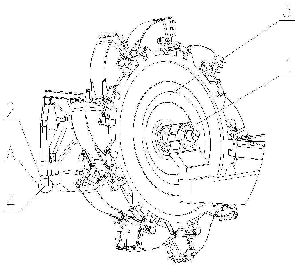 A retractable yard self-adaptive flexible bucket wheel device