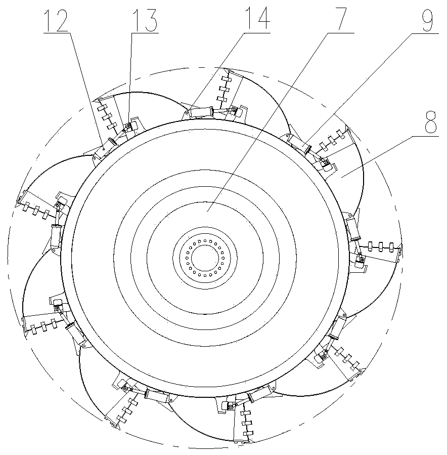 A retractable yard self-adaptive flexible bucket wheel device