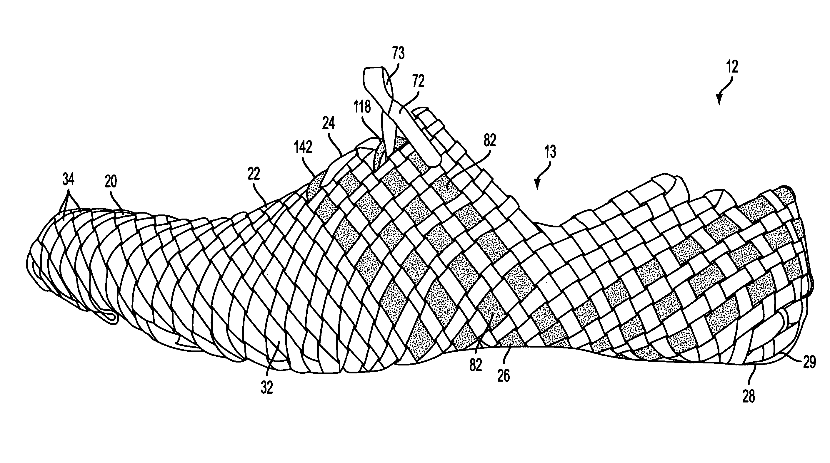 Woven shoe with integral lace loops