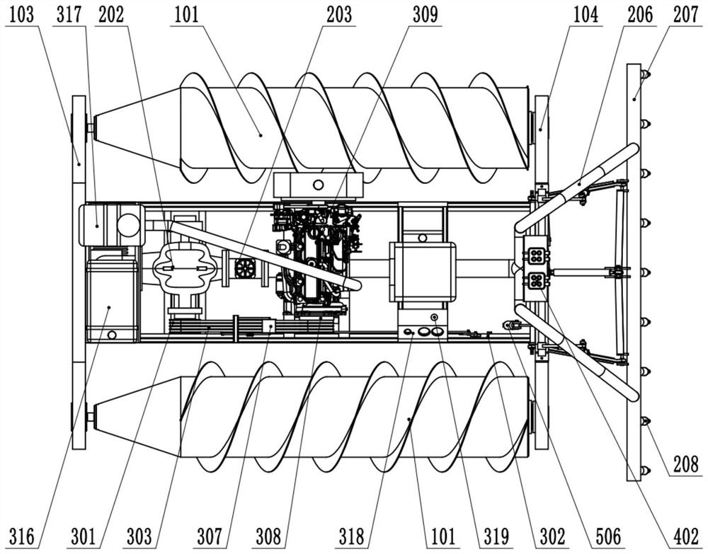 A double-screw propelling type lotus root harvester