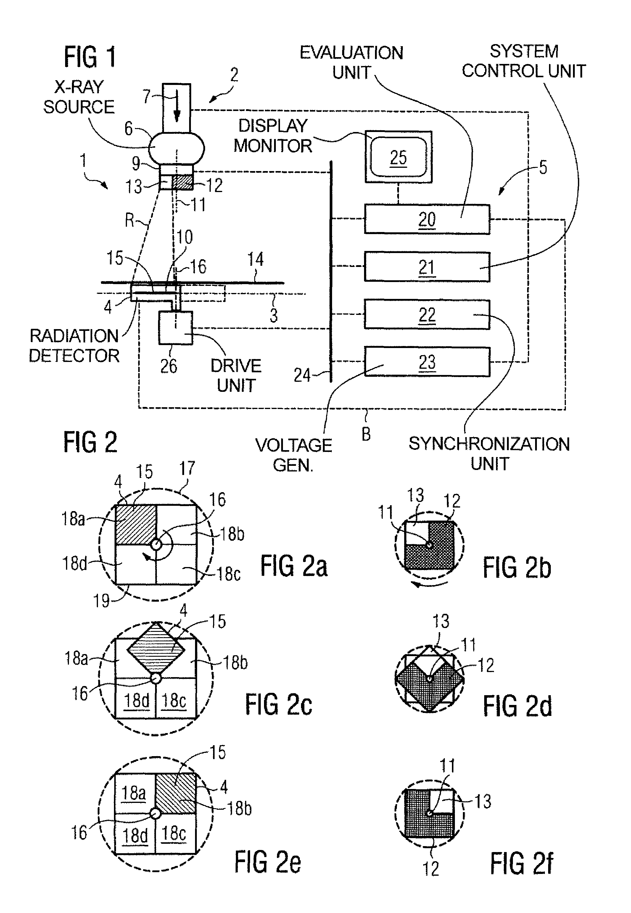 X-ray imaging apparatus with continuous, periodic movement of the radiation detector in the exposure plane