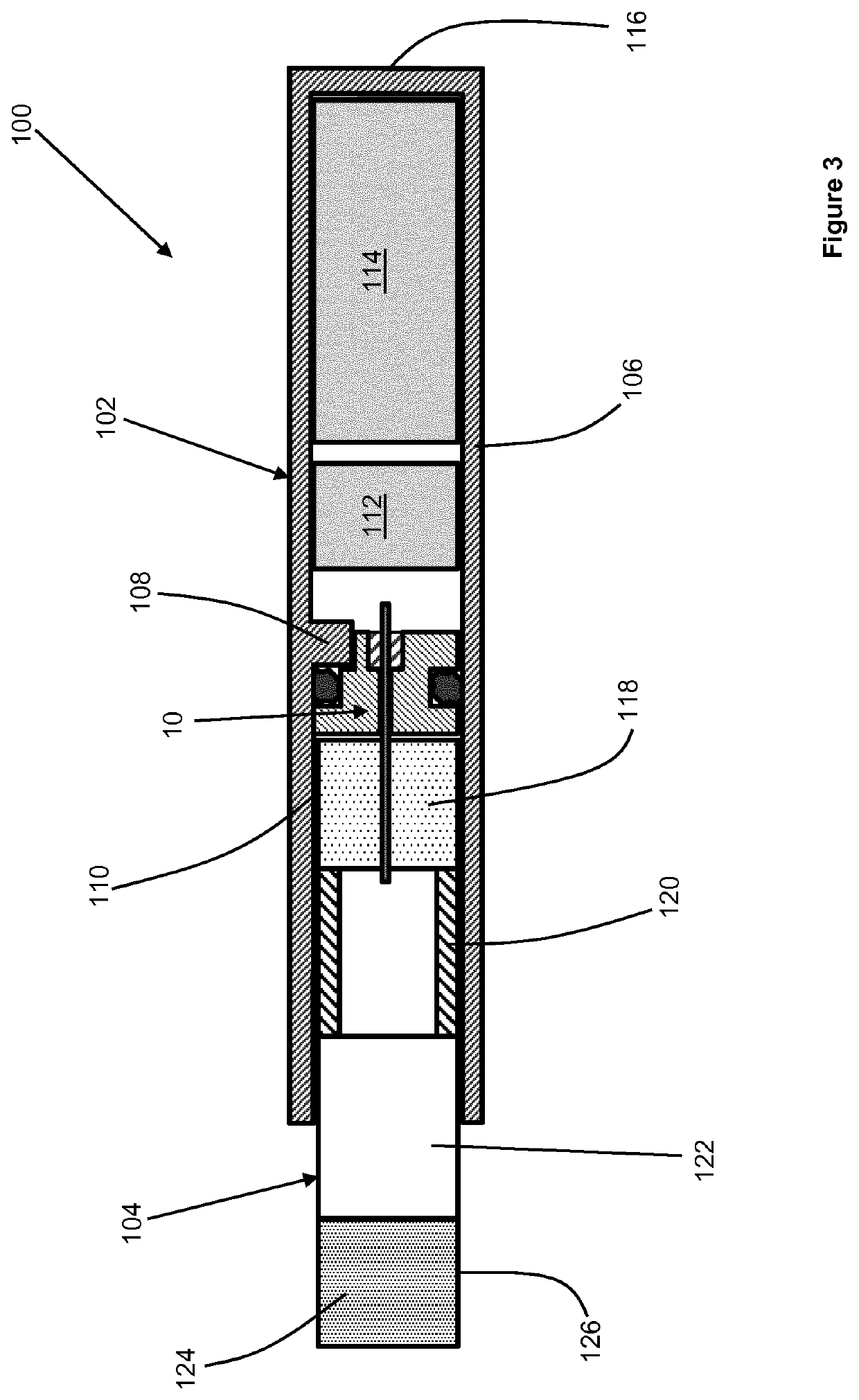 Heater assembly with cavity filled with a potting compound