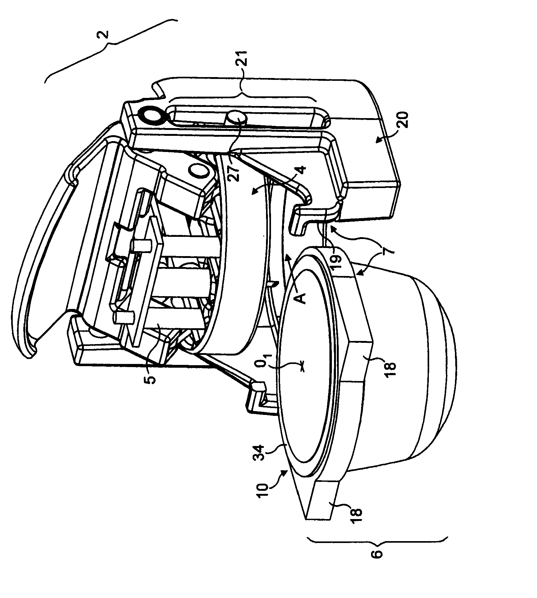 Device for preparing a liquid beverage from a cartridge