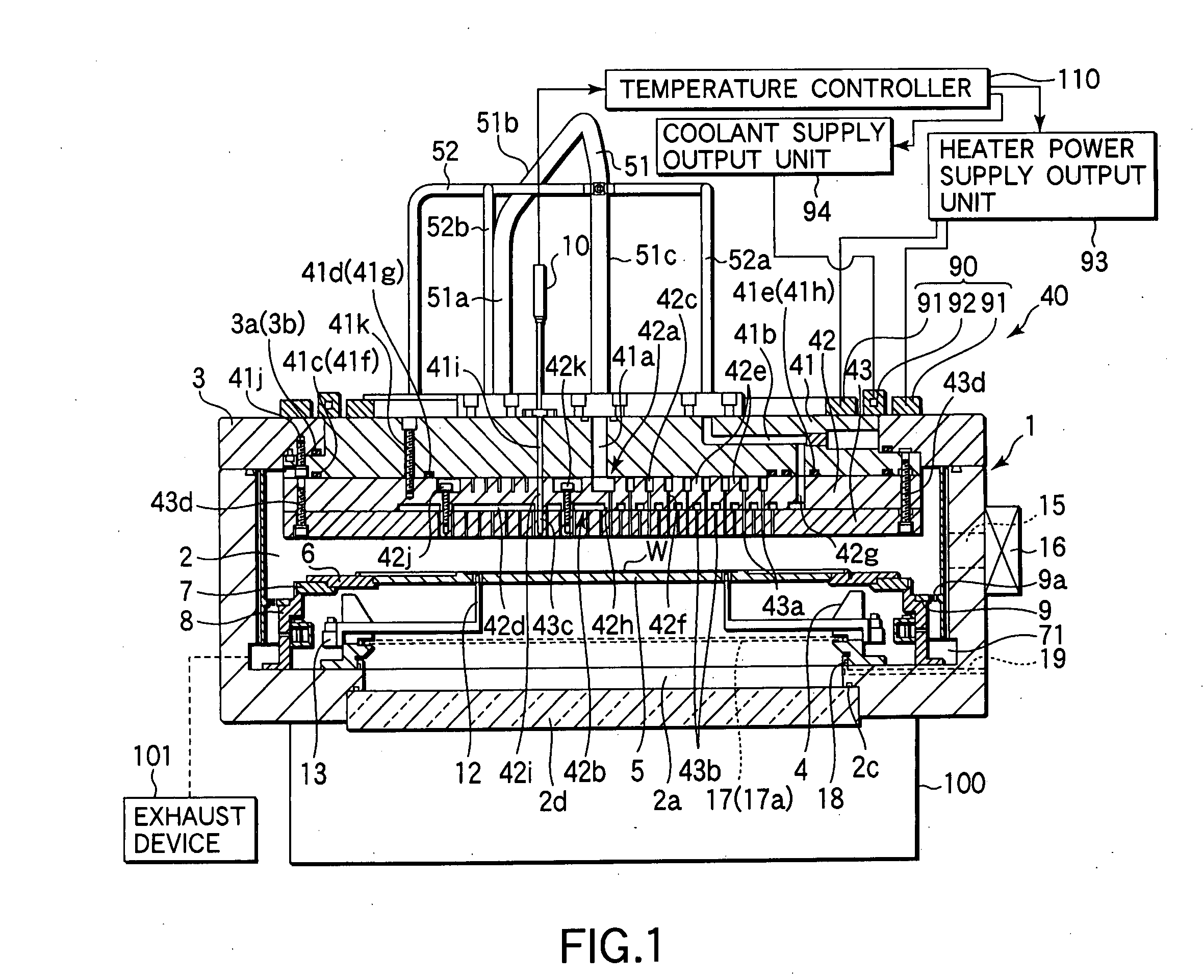 Gas treatment device and heat readiting method