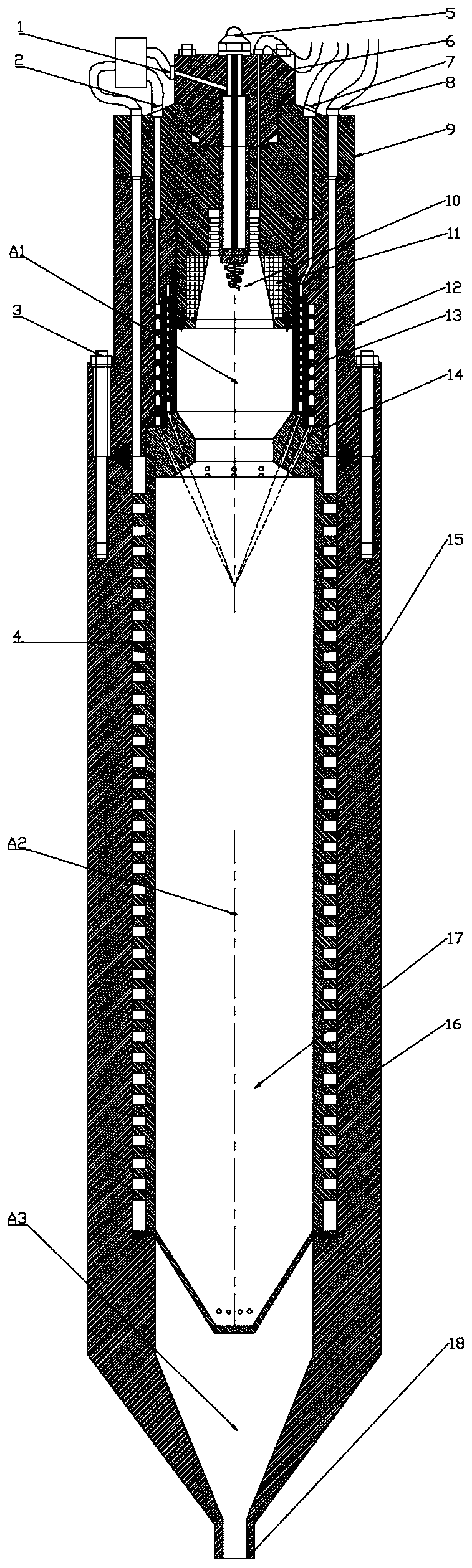 Supercritical hydrothermal combustion device suitable for high-viscosity fuel